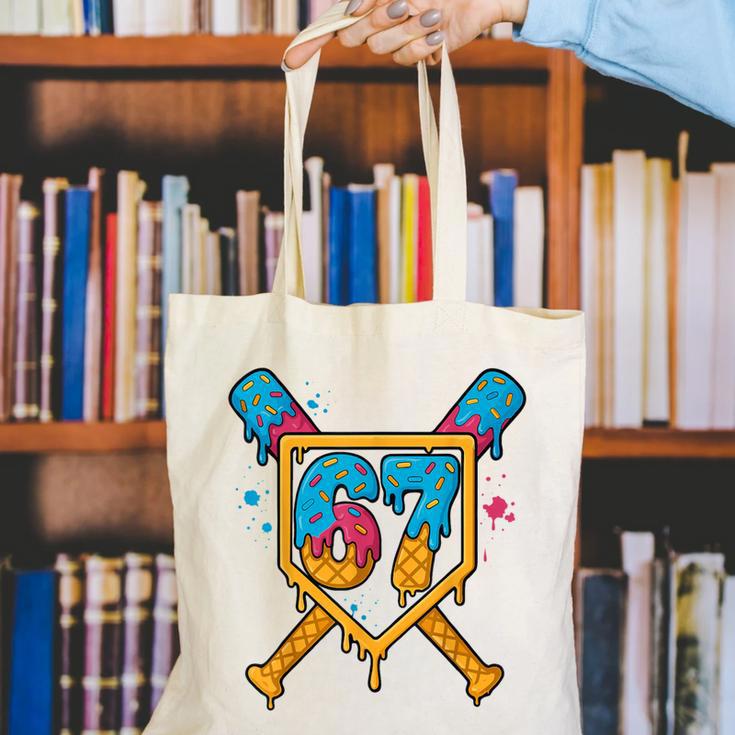 HUGvyn 67 Baseball Ice Cream Drip Six Seven Genz Alpha Slang Canvas Tote Bag HUGvyn 67 Baseball Ice Cream Drip Six Seven Genz Alpha Slang Canvas Tote Bag