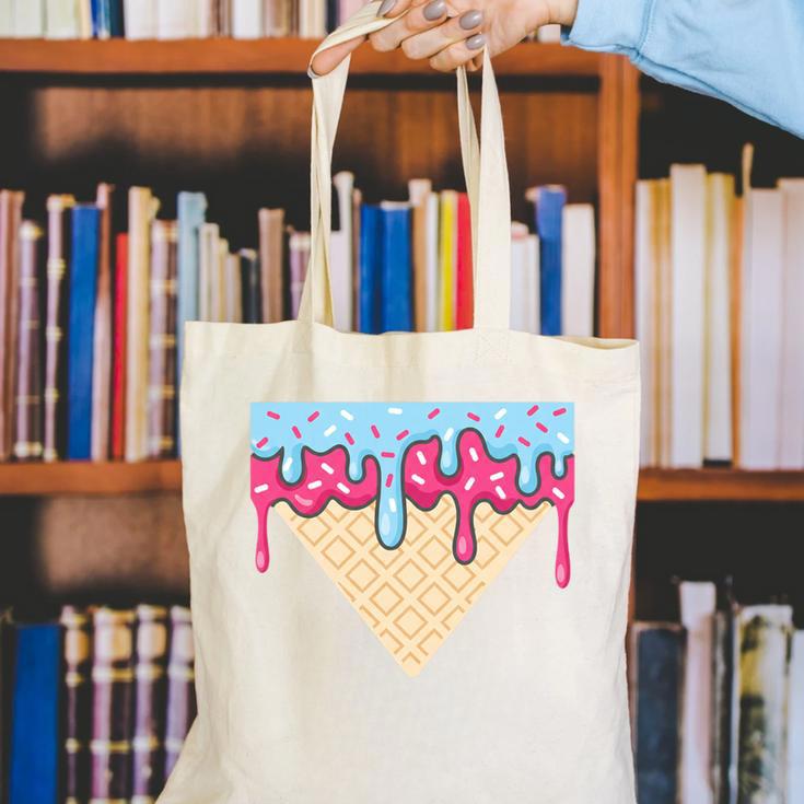 Ice Cream Baseball Cone Dripping Sprinkles Kids Boys Summer Premium Tri-Blend Canvas Tote Bag