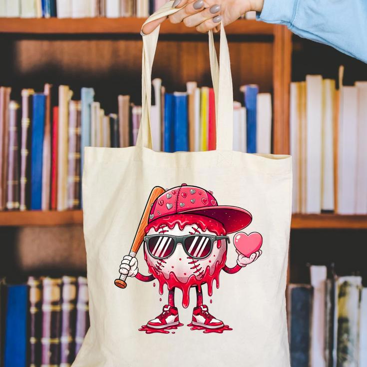 Ice Cream Drip Baseball Valentine's Day Spots Baseball Drip Canvas Tote Bag Ice Cream Drip Baseball Valentine's Day Spots Baseball Drip Canvas Tote Bag