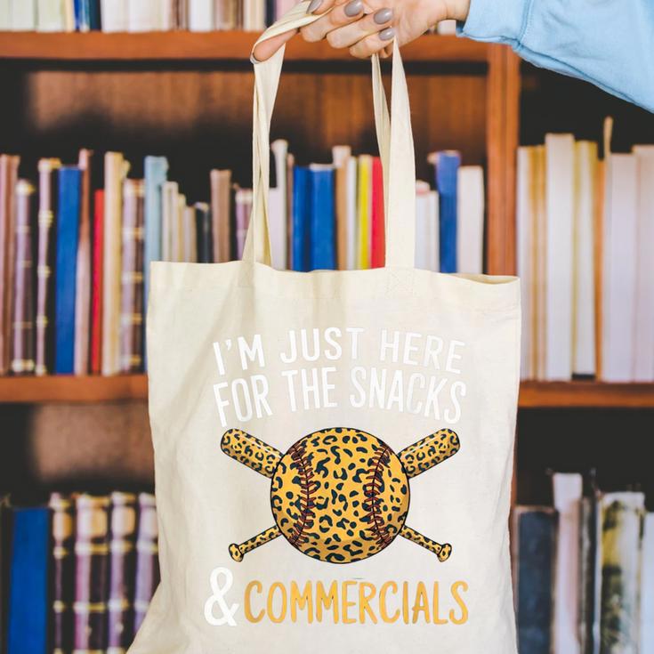 I'm Just Here For The Snacks And Commercials Baseball Canvas Tote Bag I'm Just Here For The Snacks And Commercials Baseball Canvas Tote Bag