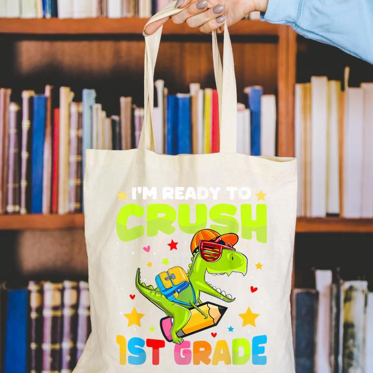 I'm Ready To Crush 1st Grade Dinosaurs Back To School Kids Canvas Tote Bag I'm Ready To Crush 1st Grade Dinosaurs Back To School Kids Canvas Tote Bag