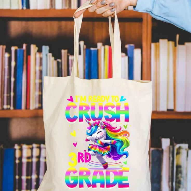 I'm Ready To Crush 3rd Grade Back To School Dancing Unicorn Canvas Tote Bag