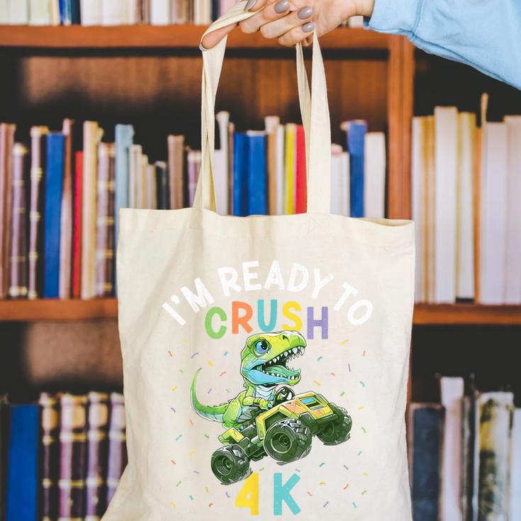 I'm Ready To Crush 4K Dinosaur Back To School 4K Kid Canvas Tote Bag