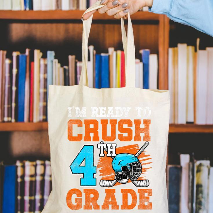 I'm Ready To Crush 4th Grade Hockey Kids Back To School Premium Tri-Blend Canvas Tote Bag I'm Ready To Crush 4th Grade Hockey Kids Back To School Premium Tri-Blend Canvas Tote Bag