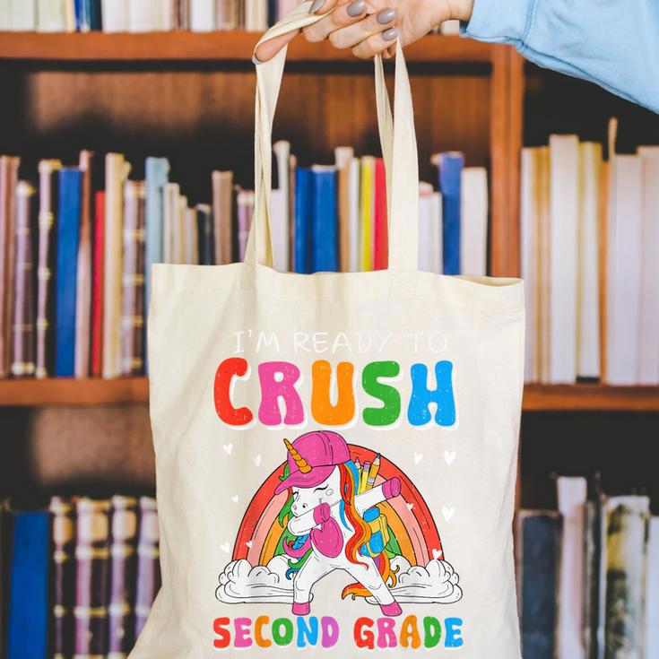 I'm Ready To Crush Second Grade Unicorn Back To School Girls Canvas Tote Bag I'm Ready To Crush Second Grade Unicorn Back To School Girls Canvas Tote Bag