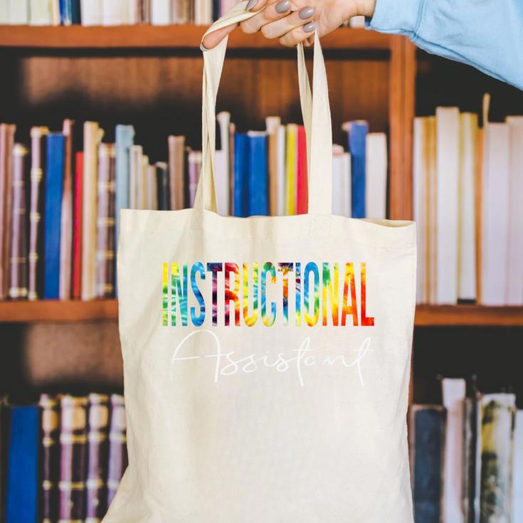 Instructional Assistant Tie Dye Back To School For Work Canvas Tote Bag Instructional Assistant Tie Dye Back To School For Work Canvas Tote Bag