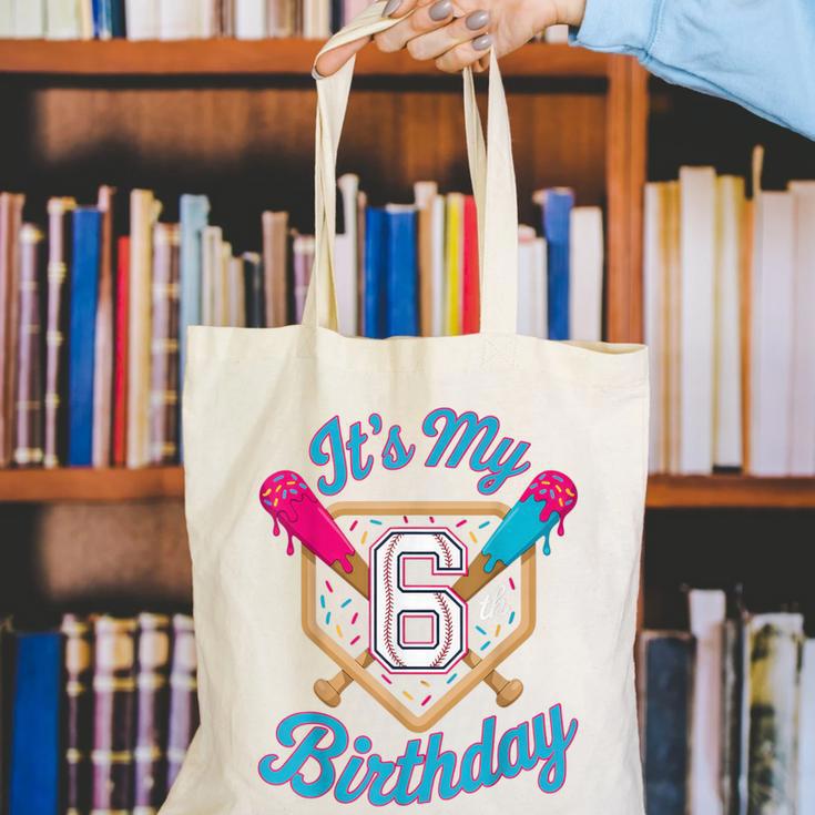 It's My 6th Birthday Baseball Fan Fun Party Celebration Canvas Tote Bag It's My 6th Birthday Baseball Fan Fun Party Celebration Canvas Tote Bag