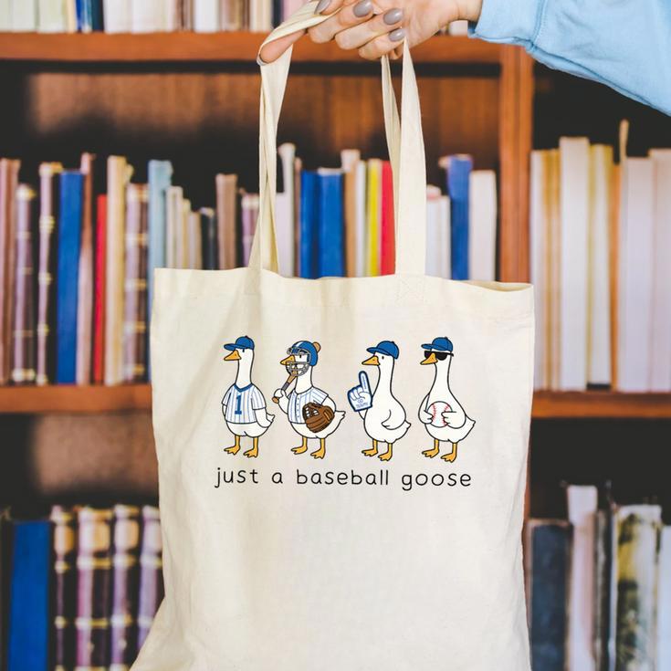 Just a Baseball GooseLife Is Better With Geese On Your Team Canvas Tote Bag
