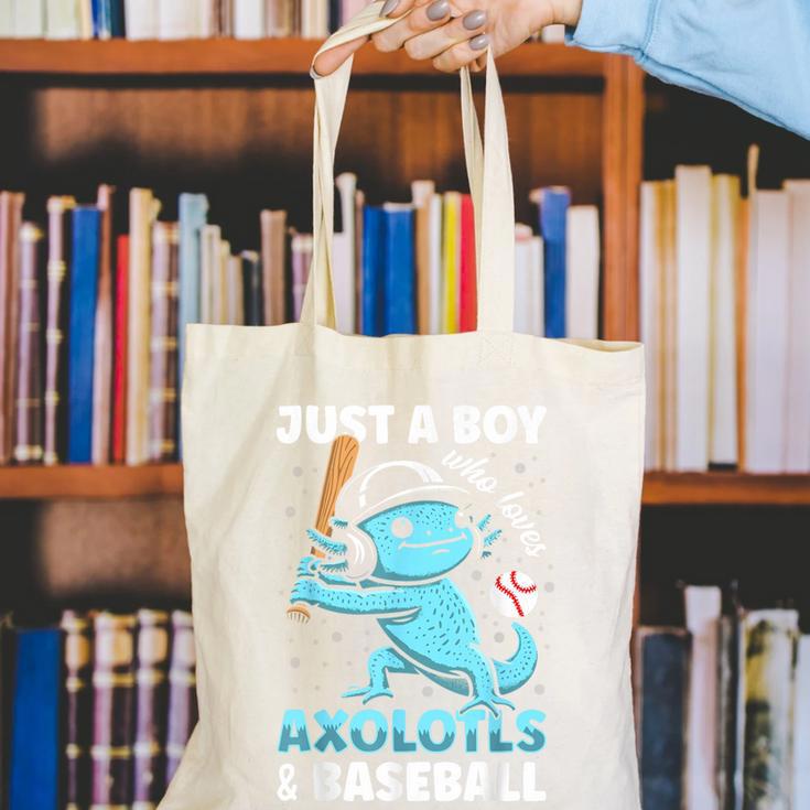 Just A Boy Who Loves Axolotls & Baseball Canvas Tote Bag Just A Boy Who Loves Axolotls & Baseball Canvas Tote Bag