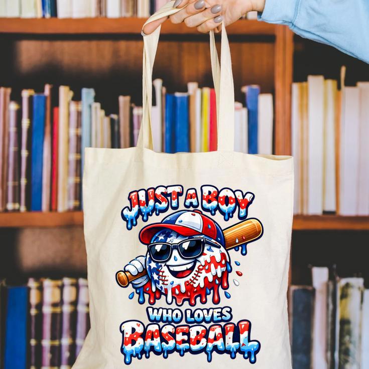 Just A Boy Who Loves Baseball Patriotic Drip For Youth Boys Canvas Tote Bag Just A Boy Who Loves Baseball Patriotic Drip For Youth Boys Canvas Tote Bag