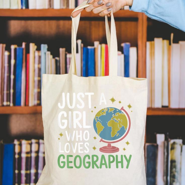 Just a Girl Who Loves Geography Back To School Kids Girls Canvas Tote Bag