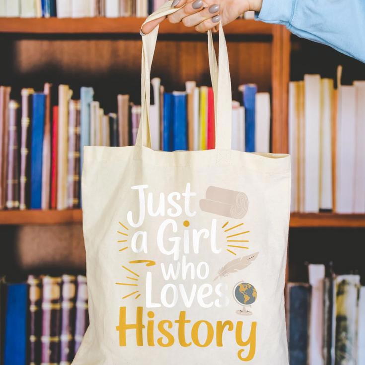 Just a Girl Who Loves History Cute Back To School Kids Girls Canvas Tote Bag Just a Girl Who Loves History Cute Back To School Kids Girls Canvas Tote Bag