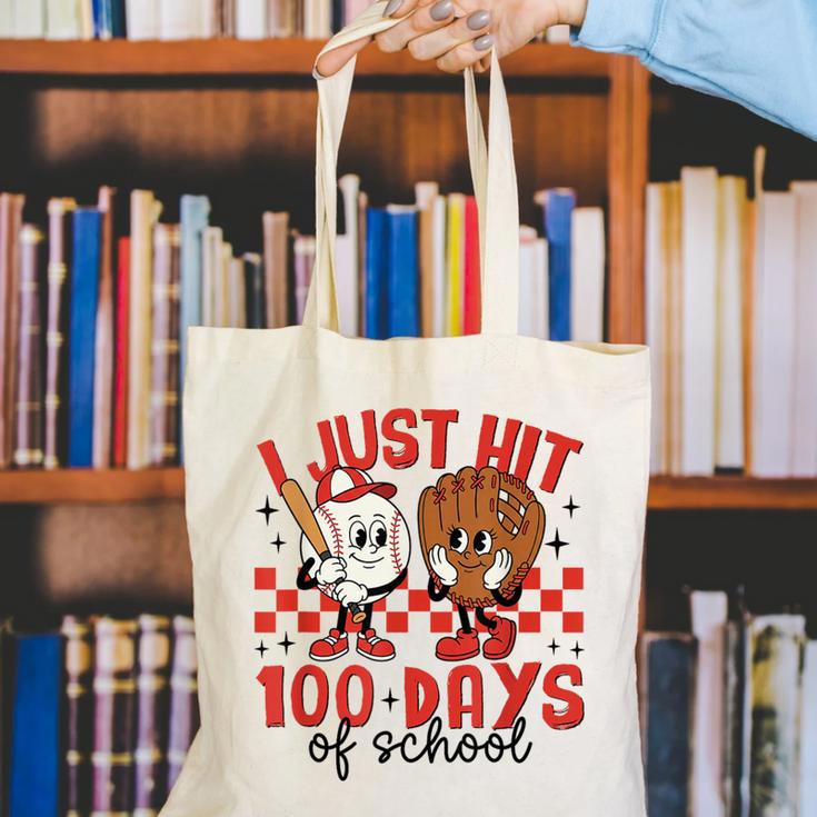 I Just Hit 100 Days Of School Baseball 100th Day Teacher Kid Canvas Tote Bag I Just Hit 100 Days Of School Baseball 100th Day Teacher Kid Canvas Tote Bag