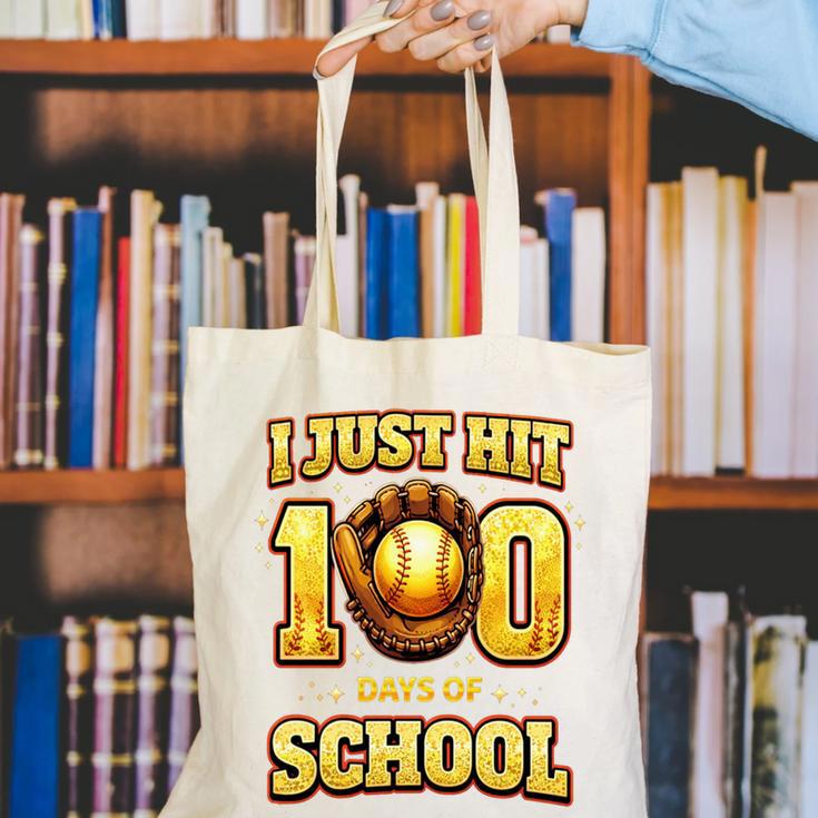 I Just Hit 100 Days Of School Baseball Boys Kids 100th Day Canvas Tote Bag