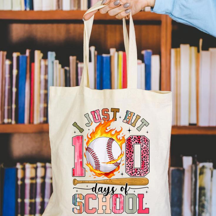 I Just Hit 100 Days Of School Baseball Lovers Fans Boys Kids Canvas Tote Bag I Just Hit 100 Days Of School Baseball Lovers Fans Boys Kids Canvas Tote Bag