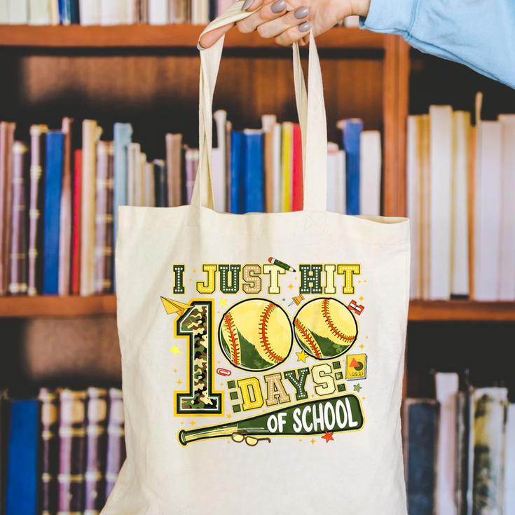 I Just Hit 100 Days Of School Baseball Teacher Boy Girl Kid Canvas Tote Bag I Just Hit 100 Days Of School Baseball Teacher Boy Girl Kid Canvas Tote Bag