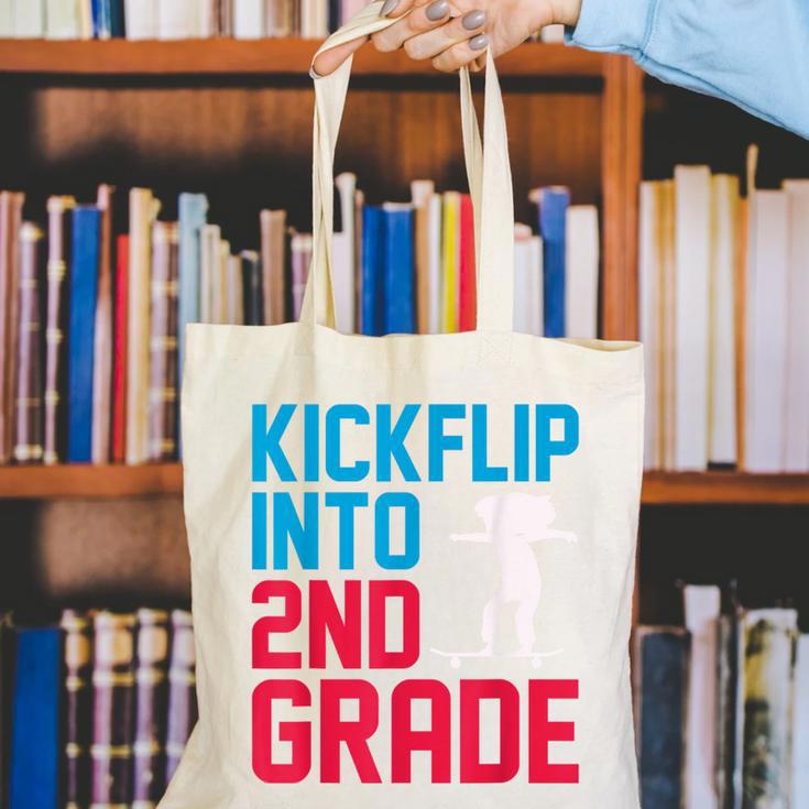 Kickflip Into 2nd Grade Skateboard Lover Back To School Canvas Tote Bag