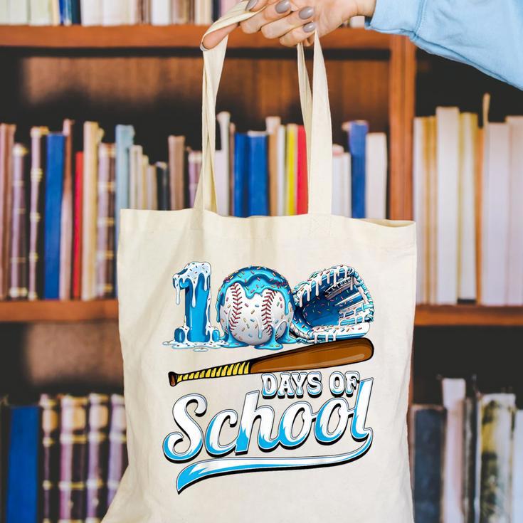 Kid 100 Days Of School Drip Baseball Ice Cream 100th Day Boy Canvas Tote Bag Kid 100 Days Of School Drip Baseball Ice Cream 100th Day Boy Canvas Tote Bag