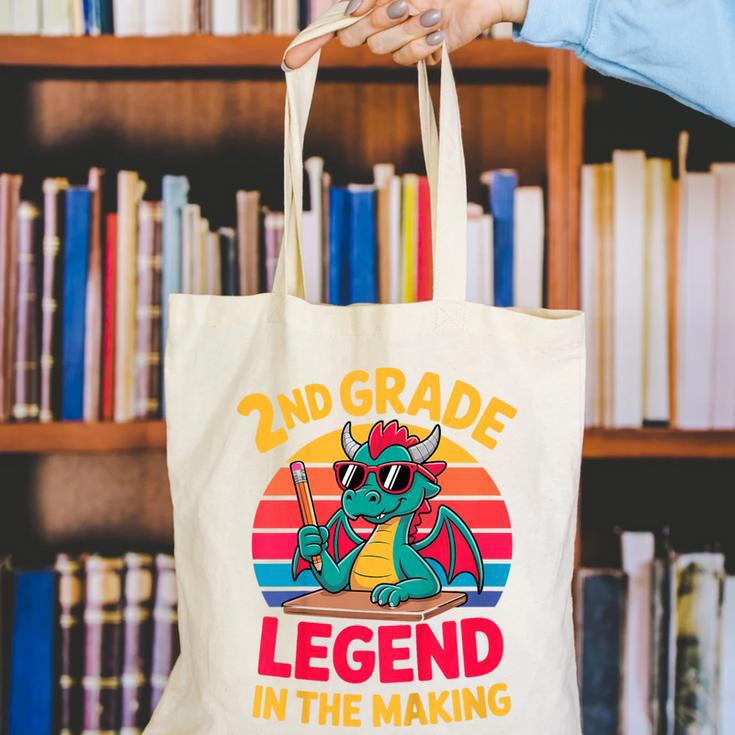 Kids 2nd Grade Dragon Boys Girls Back To School Canvas Tote Bag