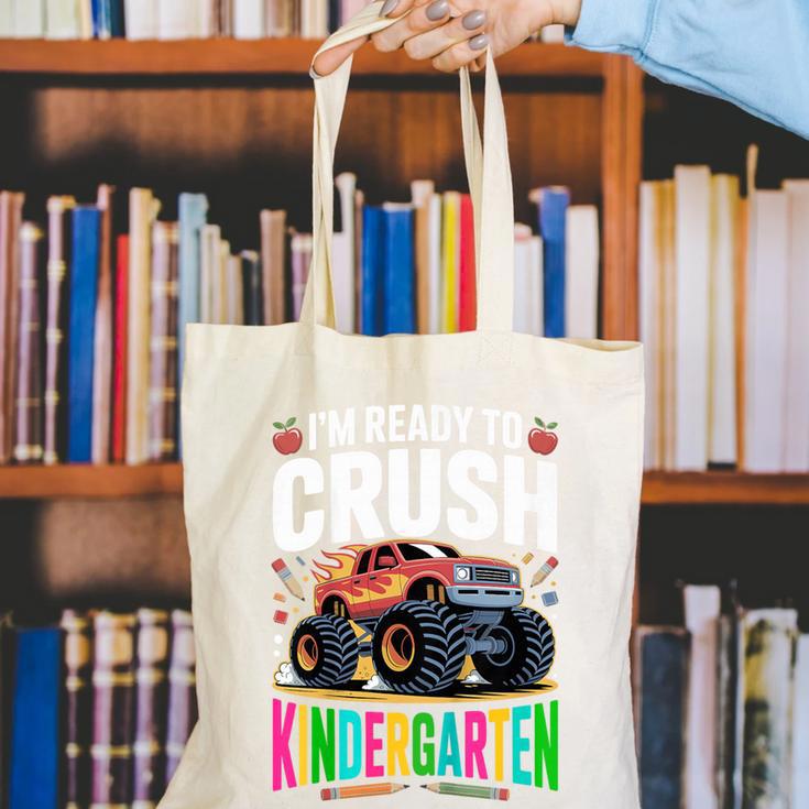 Kids Back To School I'm Ready To Crush Kindergarten For Boys Canvas Tote Bag Kids Back To School I'm Ready To Crush Kindergarten For Boys Canvas Tote Bag
