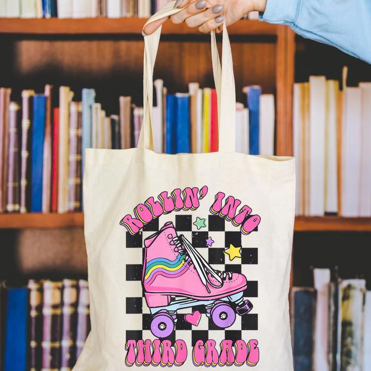 Kids Back To School Skating Rollin Into Third 3rd Grade Canvas Tote Bag Kids Back To School Skating Rollin Into Third 3rd Grade Canvas Tote Bag