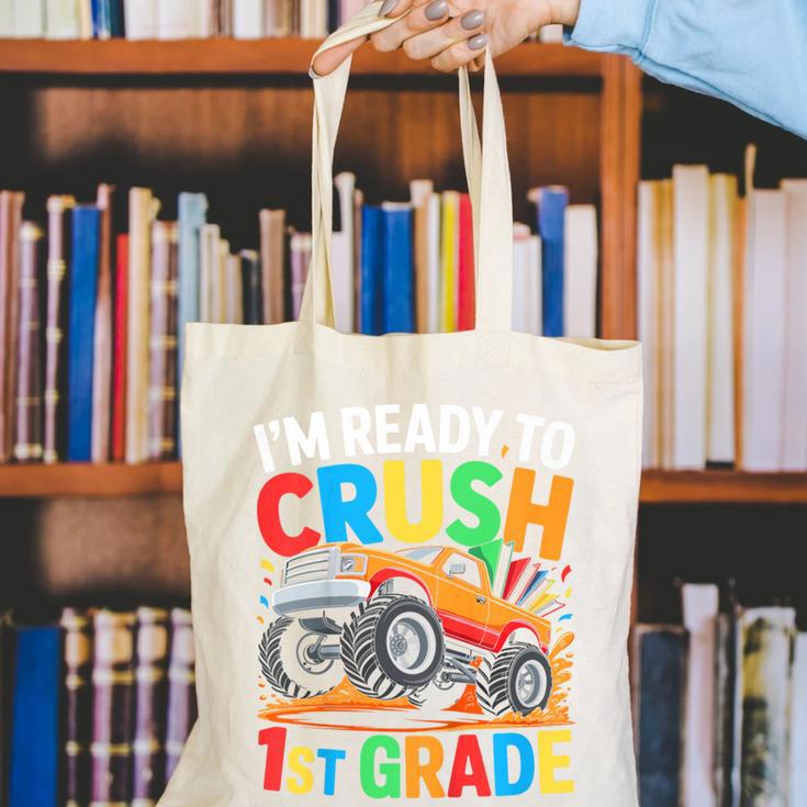 Kids I'm Ready To Crush 1st Grade Shirt Back To School Boy Canvas Tote Bag