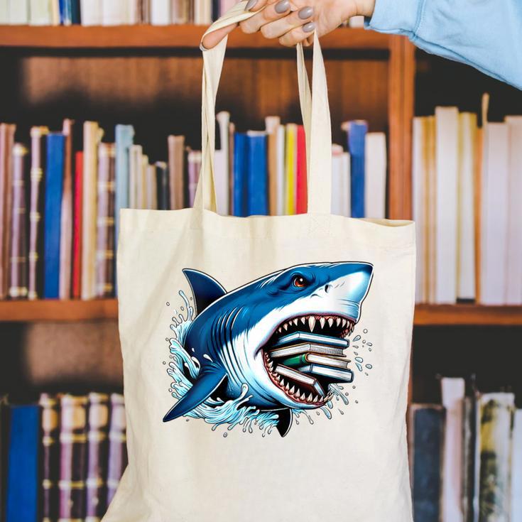 Kids Shark With School Books Back To School Shark Lovers Canvas Tote Bag Kids Shark With School Books Back To School Shark Lovers Canvas Tote Bag