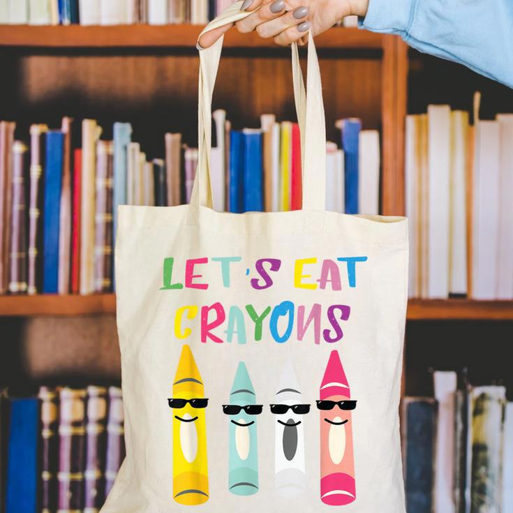 Kindergarten Back To School Crayons Let's Eat Crayon Canvas Tote Bag