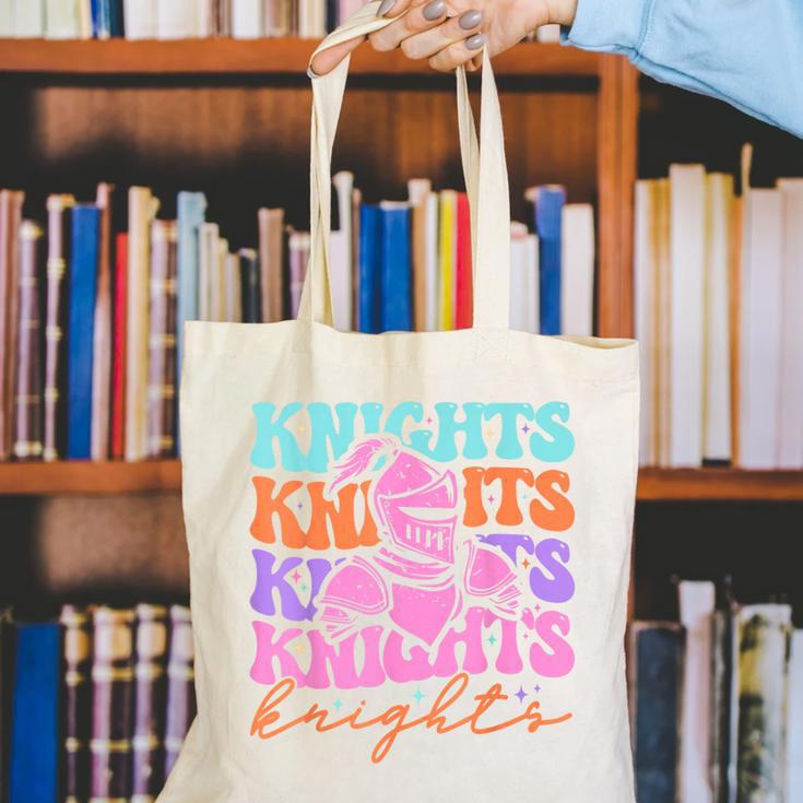 Knights Mascot Back To School Spirit Sports Men Women Groovy Canvas Tote Bag