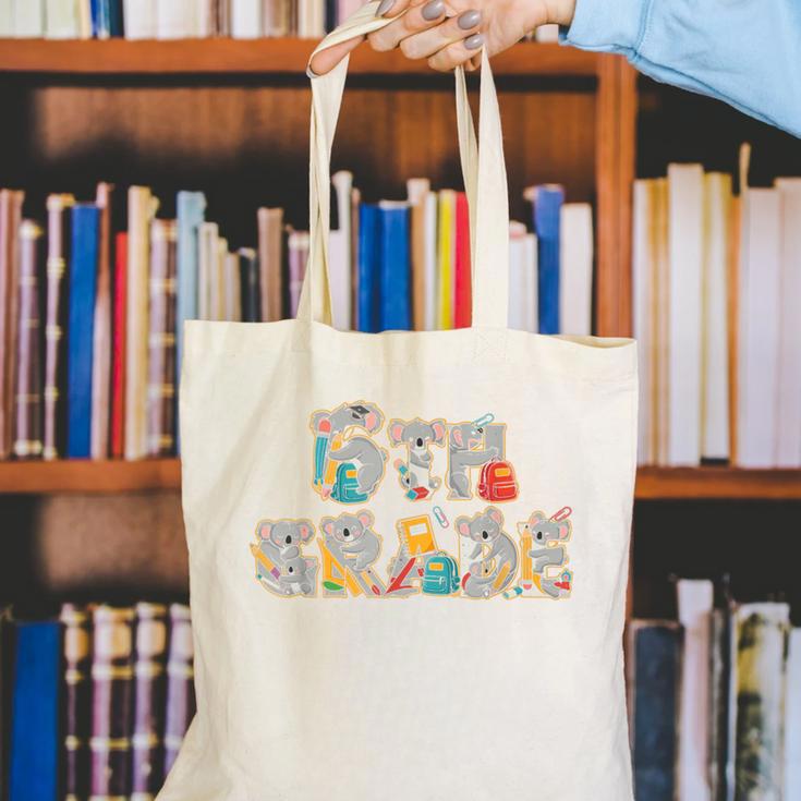 Koala Sixth Grade Back To School Kids Boys Girls Canvas Tote Bag Koala Sixth Grade Back To School Kids Boys Girls Canvas Tote Bag
