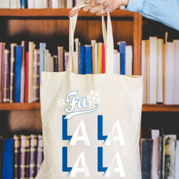 LA Baseball Fan Christmas FA La La Holiday Blue Theme Canvas Tote Bag