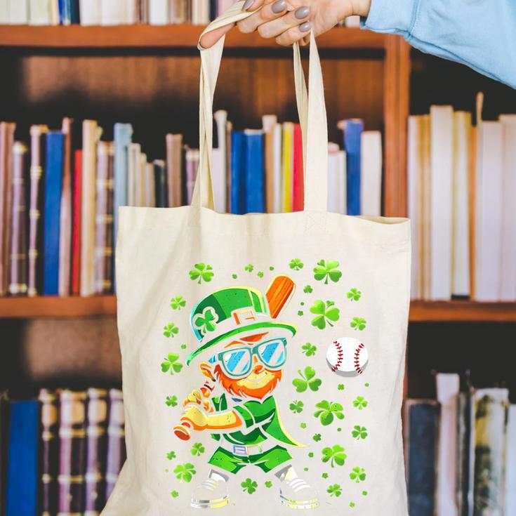 Leprechaun Playing Baseball Happy St Patricks Day Men Boys Canvas Tote Bag Leprechaun Playing Baseball Happy St Patricks Day Men Boys Canvas Tote Bag