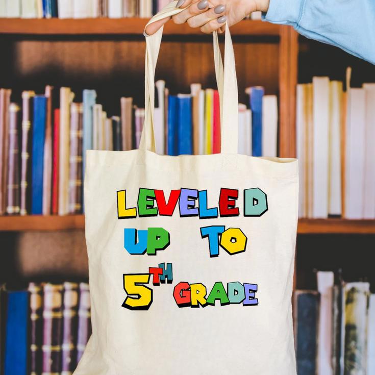 Leveled Up To 5th Grade Back To School Kids Boys Premium Tri-Blend Canvas Tote Bag Leveled Up To 5th Grade Back To School Kids Boys Premium Tri-Blend Canvas Tote Bag