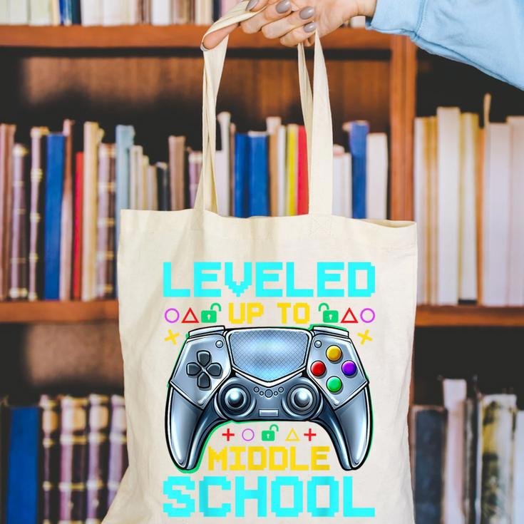 Leveled Up To Middle School Video Gamer Back To School Boys Canvas Tote Bag Leveled Up To Middle School Video Gamer Back To School Boys Canvas Tote Bag