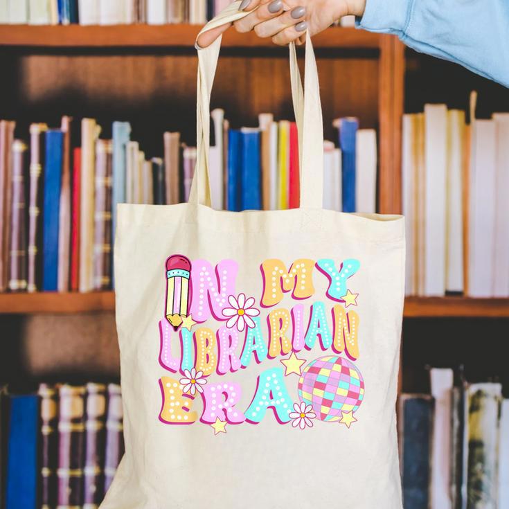 In My Librarian Era Cool Back To School Outfit Girl Women Canvas Tote Bag