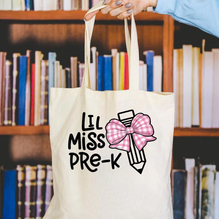 LiL Miss Pre-K Cute Back To School Pink Y2k Coquette Bow Canvas Tote Bag