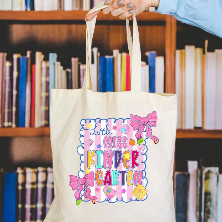 Little Miss Kindergarten Kids Girls Coquette Back To School Canvas Tote Bag
