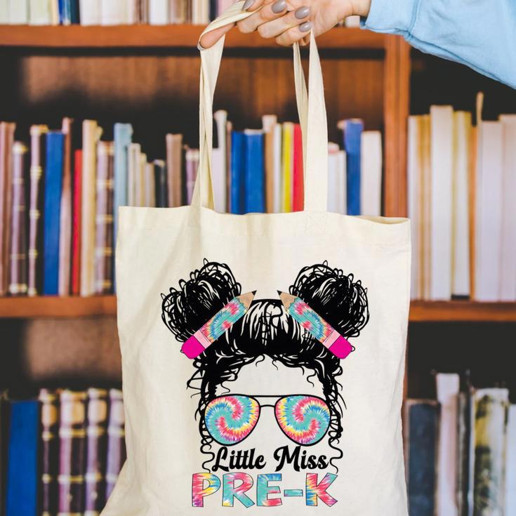 Little Miss Pre-K Girls Back To School Messy Bun Performance Canvas Tote Bag Little Miss Pre-K Girls Back To School Messy Bun Performance Canvas Tote Bag