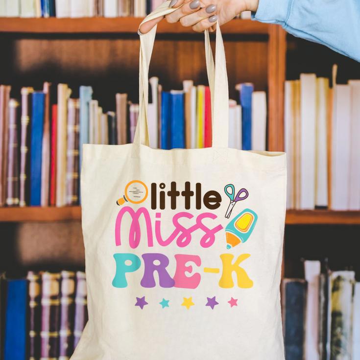 Little Miss Pre-K Preschool First Day Back To School Girls Canvas Tote Bag Little Miss Pre-K Preschool First Day Back To School Girls Canvas Tote Bag