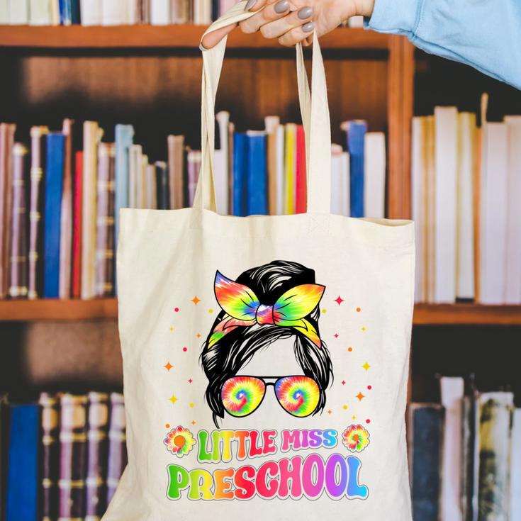 Little Miss Preschool Messy Bun Tie Dye Back To School Girls Canvas Tote Bag Little Miss Preschool Messy Bun Tie Dye Back To School Girls Canvas Tote Bag