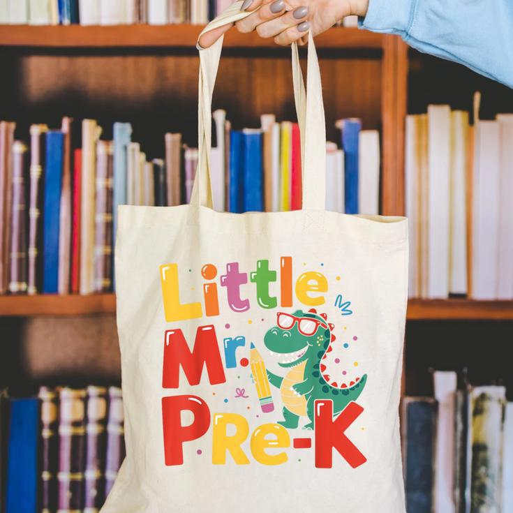 Little Mr Pre-K Dino Back To School Canvas Tote Bag Little Mr Pre-K Dino Back To School Canvas Tote Bag