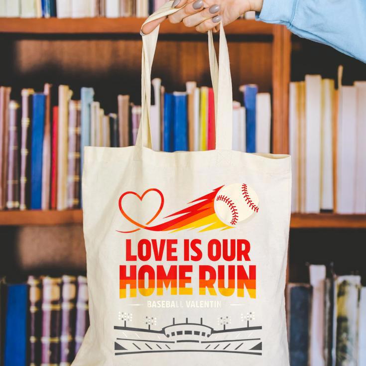 Love Is Our Home Run Baseball Valentine Couple Canvas Tote Bag Love Is Our Home Run Baseball Valentine Couple Canvas Tote Bag