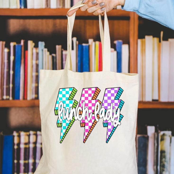 Lunch Lady Back To School Checkered First Day Of School Canvas Tote Bag