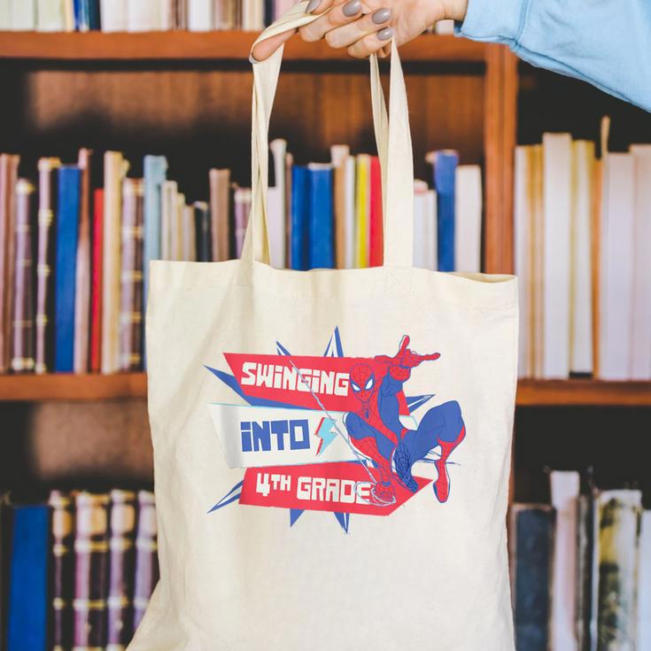 Marvel Spider-Man Swinging Into 4th Grade Back To School Canvas Tote Bag