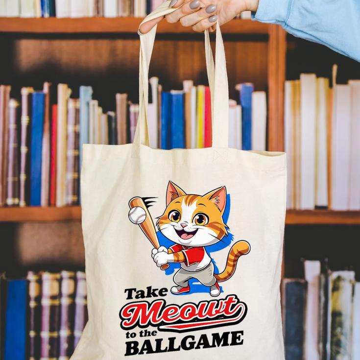 Take Meowt To The Ball Game Tee Slugger Cat Baseball Canvas Tote Bag Take Meowt To The Ball Game Tee Slugger Cat Baseball Canvas Tote Bag