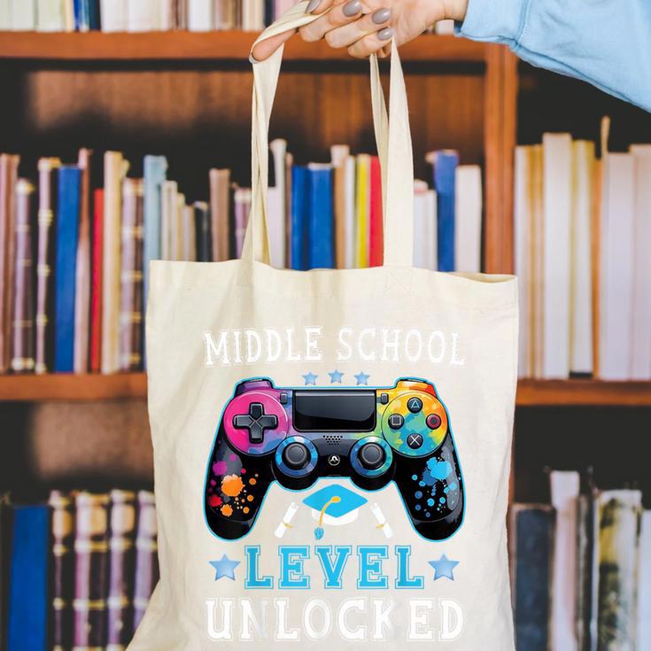Middle School Level Unlocked Gamer First Day Back To School Canvas Tote Bag Middle School Level Unlocked Gamer First Day Back To School Canvas Tote Bag