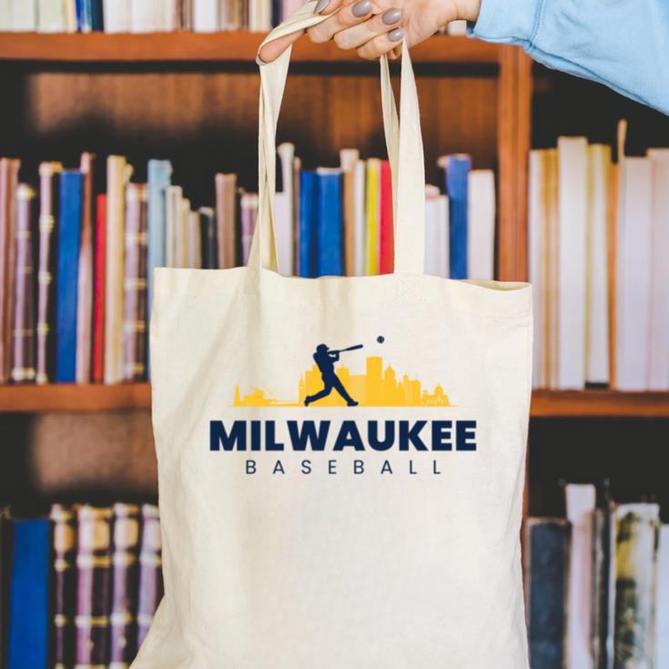 Milwaukee Baseball Minimalist City Skyline Baseball Lover Canvas Tote Bag Milwaukee Baseball Minimalist City Skyline Baseball Lover Canvas Tote Bag