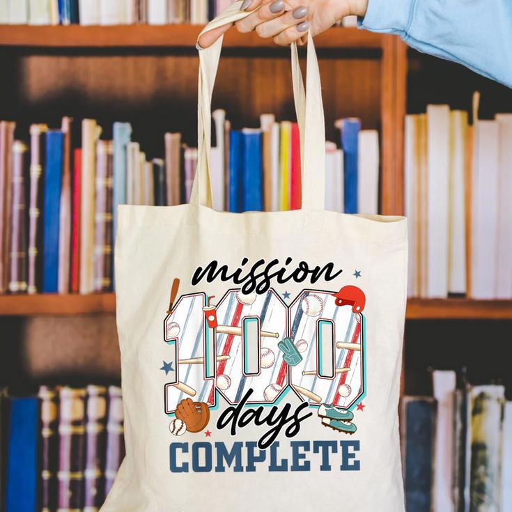 Mission 100 Days Complete Baseball 100th Day Of School Boys Canvas Tote Bag