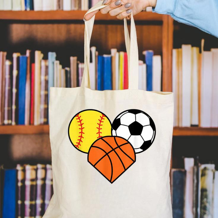 Mom Sports Heart Soccer Basketball Baseball Softball Canvas Tote Bag