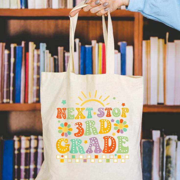 Next Stop 3rd Grade Groovy Retro Third Grade Back To School Canvas Tote Bag